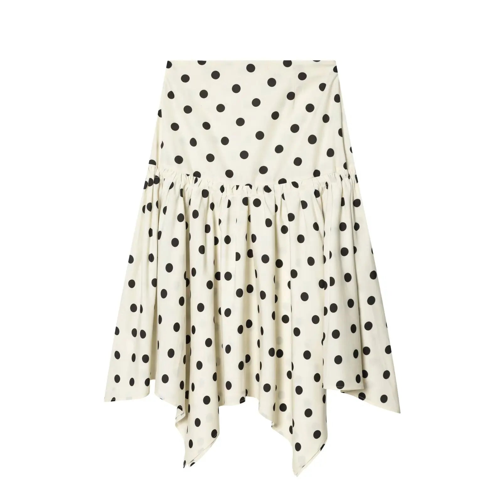 HH Elegant Summer Women Polka Dot Midi Skirt 2026 High Waist Irregular Hem Flowy Ruffle Skirt Beach Vacation Office Party Casual
