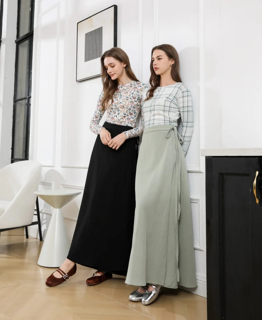AS 2025 spring summer woman  linen one pieces  wrap skirts adjustable waist 2cm skirt high quality linen lady wear