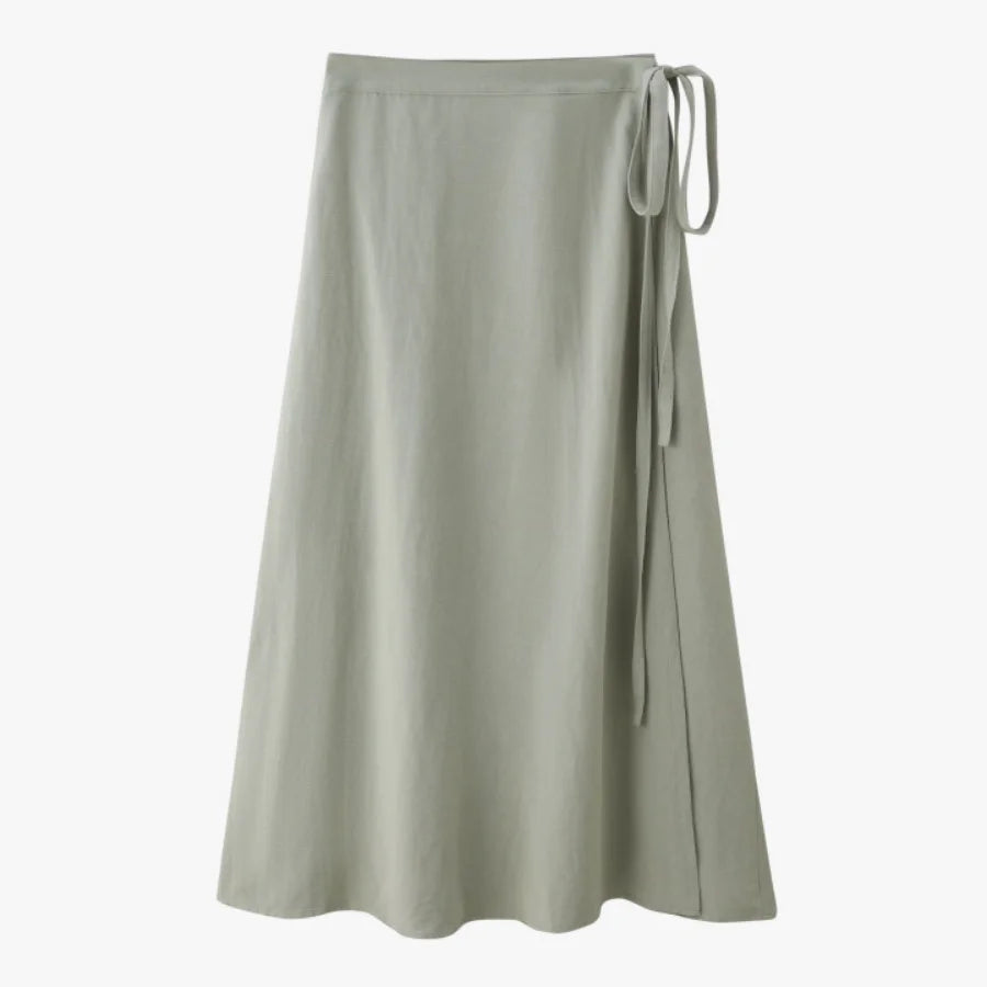 AS 2025 spring summer woman  linen one pieces  wrap skirts adjustable waist 2cm skirt high quality linen lady wear