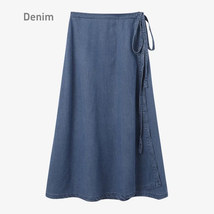 AS 2025 spring summer woman  linen one pieces  wrap skirts adjustable waist 2cm skirt high quality linen lady wear