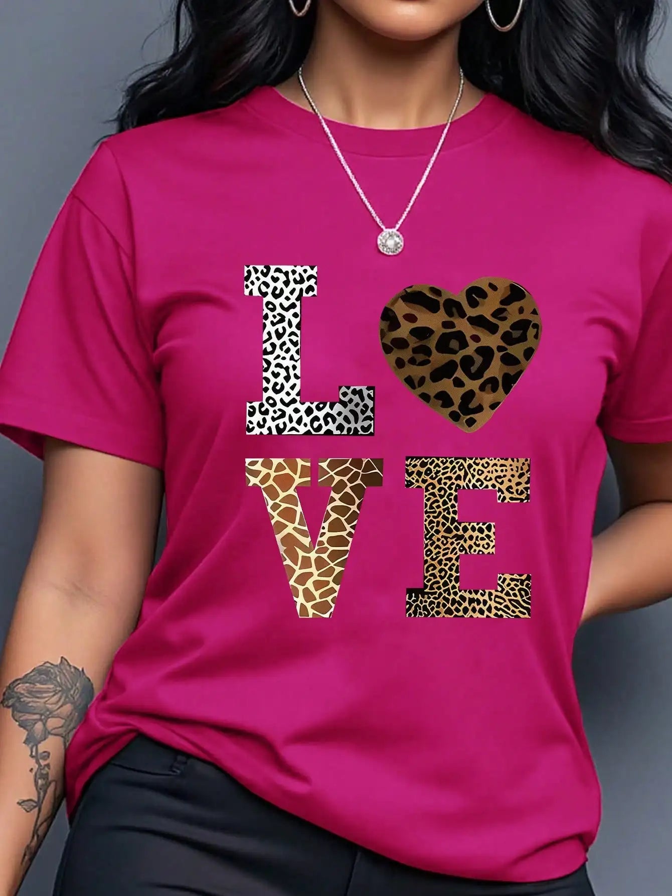 Women's Yellow T-Shirt with Gold Rose Print, Round Neck Short Sleeve Casual Top