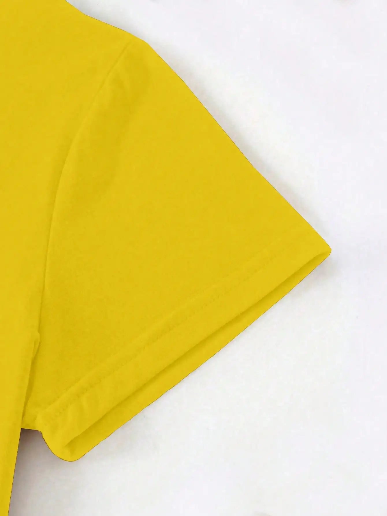Women's Yellow T-Shirt with Gold Rose Print, Round Neck Short Sleeve Casual Top
